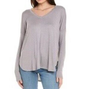 CAbi  Size L Lush  Horizons 436 Plum Serenity Tee long sleeve stripe flowy top